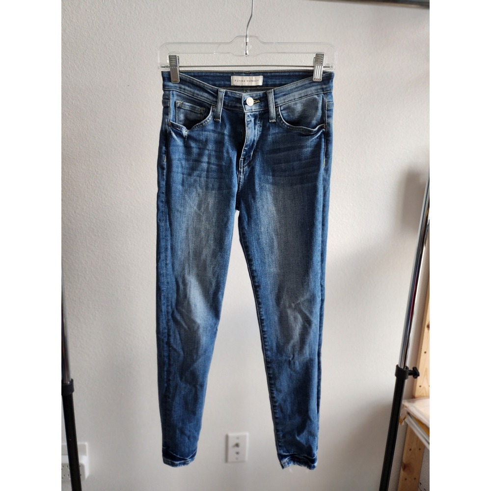 Flying Monkey Womens Size 25 Blue Denim Skinny Jeans Distressed Casual